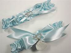 Personalized Wedding Garters by Blue Wedding Garter Set Personalized Satin Bridal Garter Personalized Wedding Garters