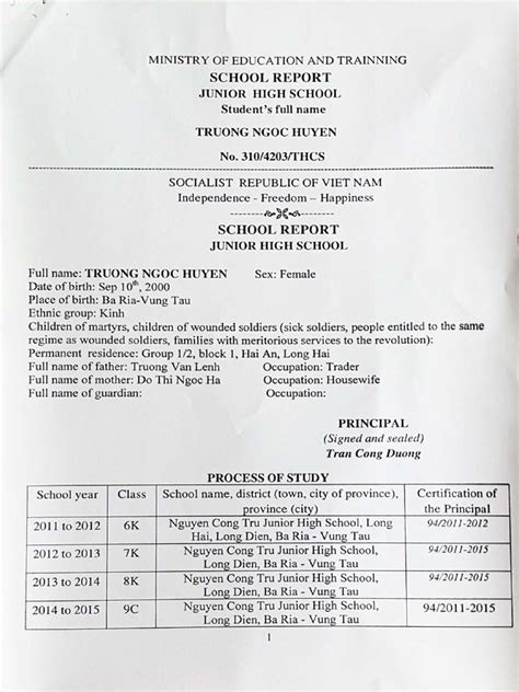 Image result for Primary School Transcript Sample