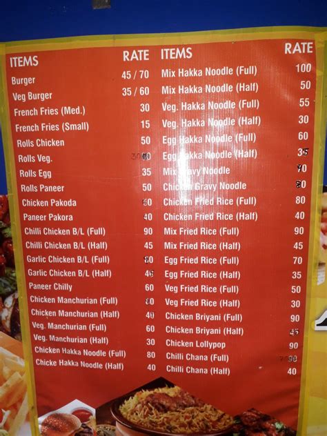 Menu at Alina's kitchen, Jamshedpur