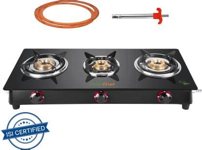 Greenchef Ebony Pro 3BR ( Hose Pipe + Lighter ) Glass Manual Gas Stove ...