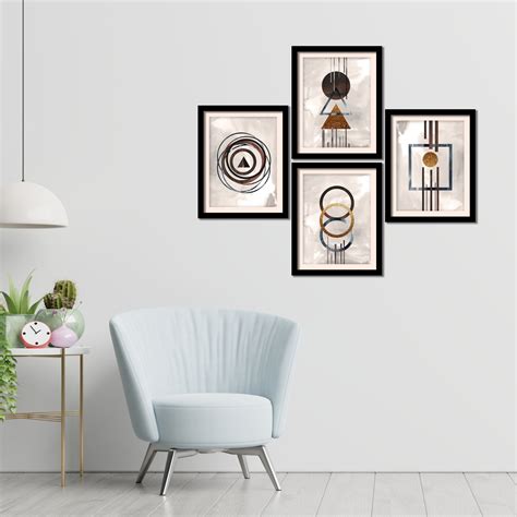Modern Geometric Shapes Hanging Wall Frame Set of Four – Vibecrafts