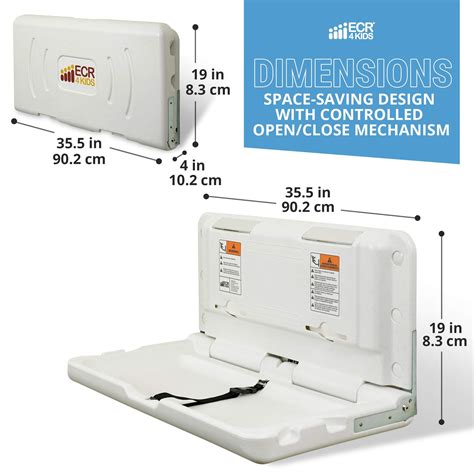 ECR4Kids Wall-Mounted Baby Changing Station, White Granite | Wall mount ...