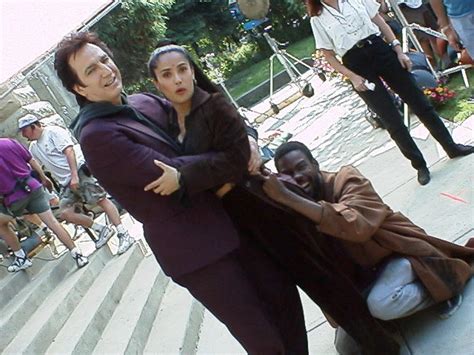 Alan Rickman, Salma Hayek and Chris Rock on the set of Dogma (1999 ...