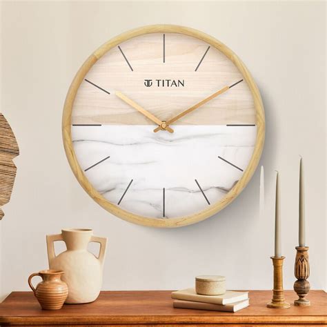 Buy Online Titan Wooden Wall Clock with Wood & Stone Textures 30 x 30 ...