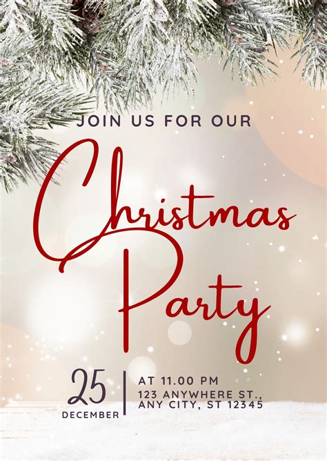 Christmas Party Invitation Templates Free Printable Elegant Christmas