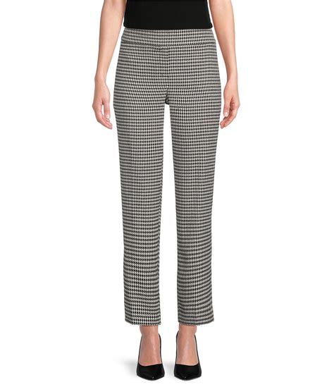 Kasper Petite Houndstooth Crepe Slim-Leg Ankle Length Pant | Dillard's