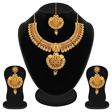 Buy APARA Gold Plated Traditional Necklace Set With Earring and ...