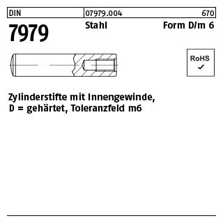 DIN 7979 Zylinderstifte, Stahl D 10 x 30