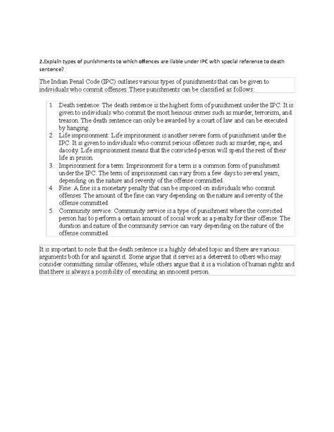Document (35) - Study guide with question answer about Indian penal ...