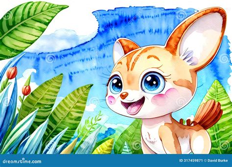 Cartoon Comic Book Smile Children Story Happy Face Big Blue Eyes Stock ...