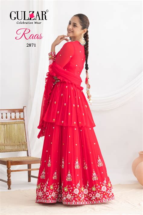 Gulzar Raas Georgette Beads Work Top With Sharara Collection