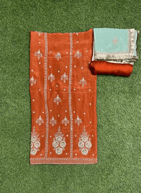 FS165 | Rust Shade | Crush Shimmer Suit | Party Wear | Wedding | Jaggo ...