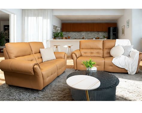 Callum Half Leather 3 Seater Recliner Sofa & 2 Seater Stationary Sofa ...