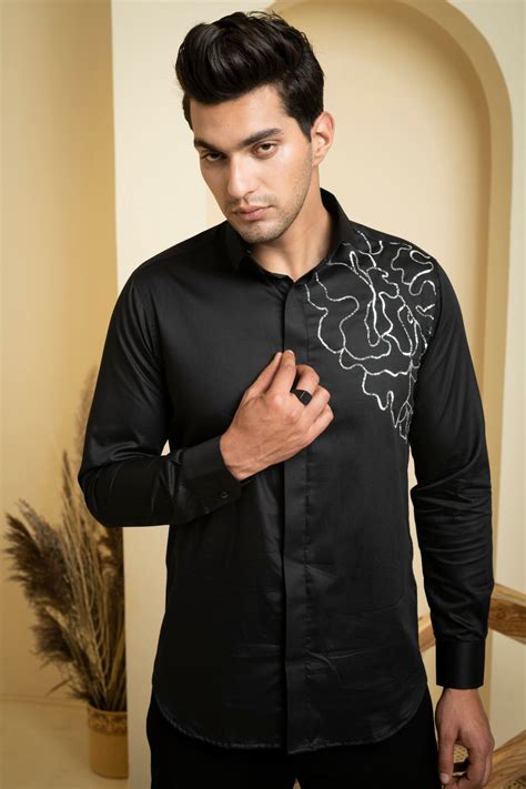 Men's Black Color Sterling Full Sleeves Shirt | Work shirt designs ...