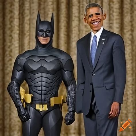 Barack obama with batman suit but without the batman mask only the suit ...