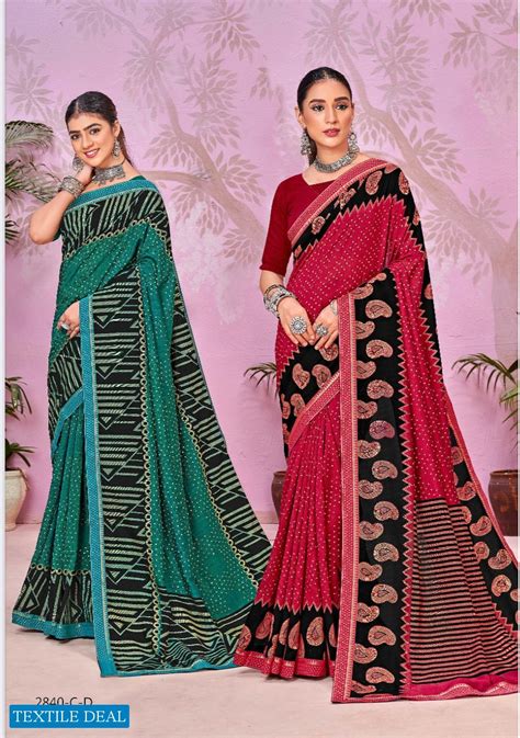 Inder Anmol Wholesale Vichitra Printed With Foil Saree Lace Border ...