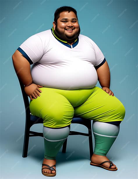 Premium AI Image | Fat man sit on the chair with funny face expression ...