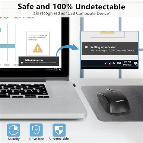 Buy AUEDROT Wireless Mouse Jiggler Undetectable Mouse Mover with Switch ...