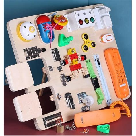 Buy 20 in1 Montessori Wooden Busy Board for 1 2 3 4 5 Year Fine Motor ...