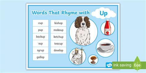 Words That Rhyme with Up Word Mat (teacher made) - Twinkl