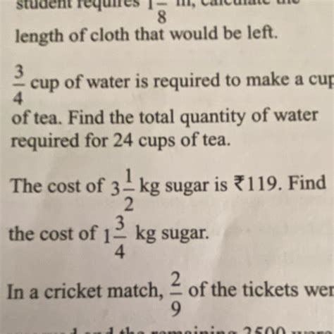 The cost of 3 1/2 kg of sugar is ₹199 .what is the cost of 1 3/4 kg ...