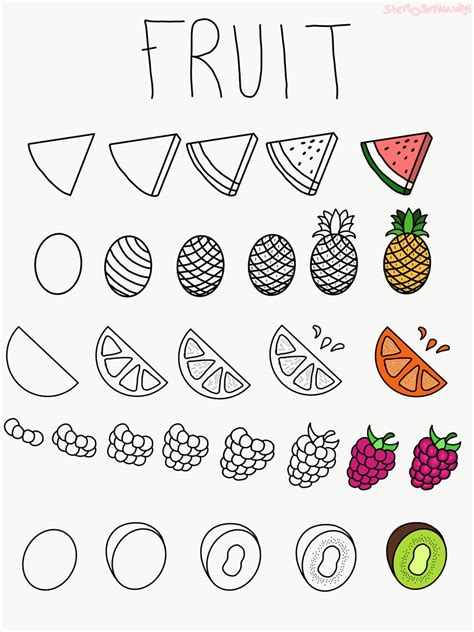 fruit drawing step by step