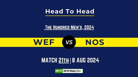 WEF vs NOS Player Battle, Head to Head Team Stats, Player Record - The ...