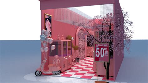 粉色娃娃机店铺设计7|三维|建筑/空间|berrylang - 原创作品 - 站酷 (ZCOOL)
