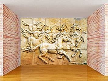 Buy Envouge 3D Wallpaper Customized, Horses Sculpture, Self Adhesive ...