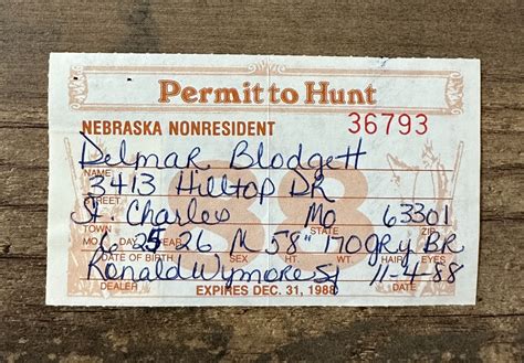 1988 - State Habitat Stamp ***NEBRASKA*** Hunting Permit License | eBay