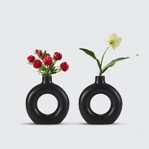 Kraftlik Handicrafts Donut Ring Vases, Ceramic Round Shaped Flower Pot ...