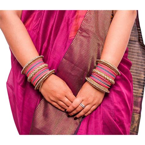 Set of 2 Traditional Multi-Colored Pearl Chakri Bangle Set – BANGLES BY ...