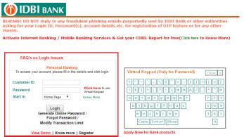 IDBI Bank Net Banking Login, Registration & Password Change