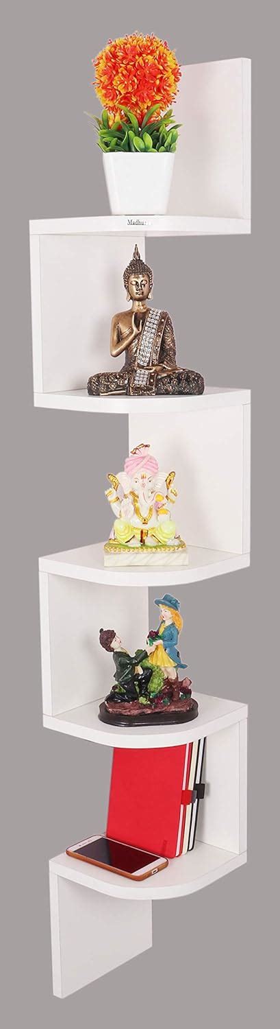Madhuran Zigzag Engineered Wood Wall Mounted Decorative Corner Shelf ...