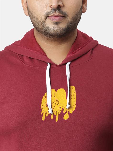 Plus Size Men's Wine Red Dripping On Hoodie (3XL - 6XL) | Instafab Plus