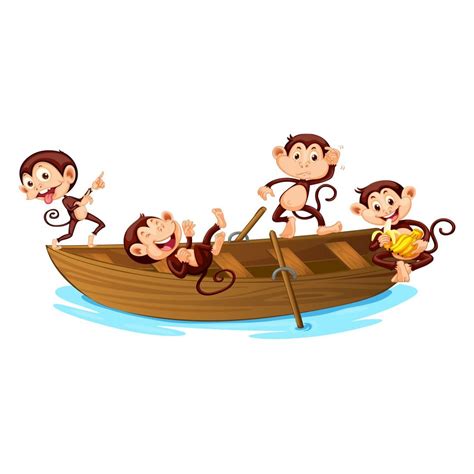 AH Decals Cartoon Jumping Monkey On Boat Animated Wall Sticker ...