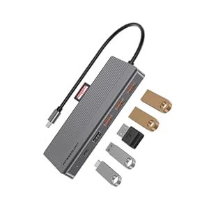 Powerology 12 in 1 Dual Hdmi & DP 4K USB-C Hub Ethernet 10Gbps Data ...