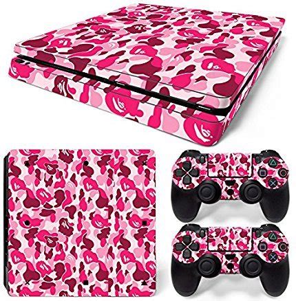 Elton Pink Camo Theme 3M Skin Sticker Cover for PS4 Slim Console and ...