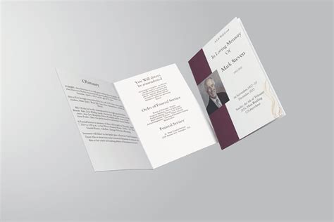 Grey and Burgundy Elegant Funeral Program Template