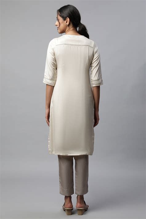 Buy Off White Shantung Solid Plus Size kurta Online for Woman | Shop ...