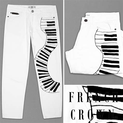 Bright White with Black Slim Fit Mid-Rise Clean Look Denim Jeans