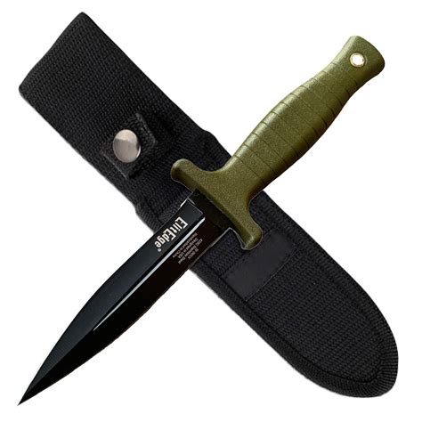 Military Green Dual Double Edged Dagger Fixed Blade Boot Kni