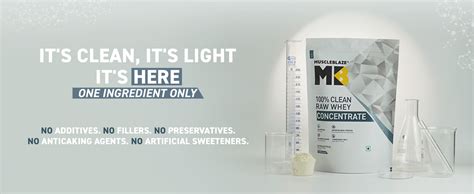 MuscleBlaze 100% Clean Raw Whey Protein Concentrate (Unflavoured, 1kg ...