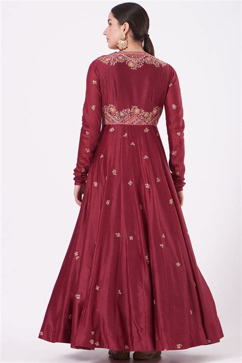 Maroon Chanderi Kalidar Anarkali Set – Petticoat