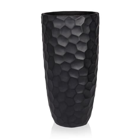 Idealist 60cm Tall Garden Planter Black Reinforced Stone Statement Vase ...