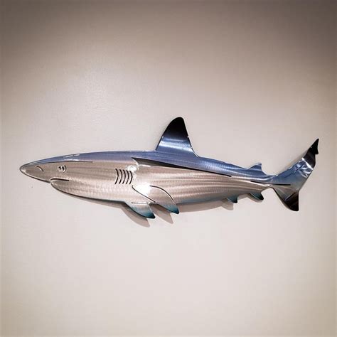 鲨鱼不锈钢装饰品 家居金属装饰品不锈钢装饰品 动物摆件鲨鱼壁挂-阿里巴巴