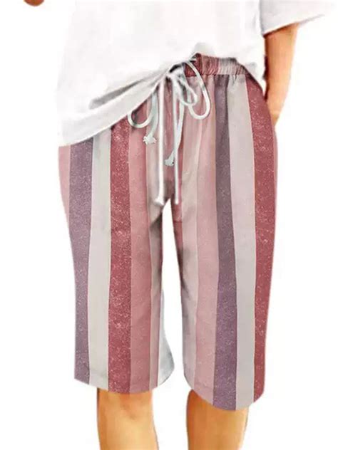 Capreze Women Bermuda Shorts Summer Beach Loose Shorts Knee Length ...