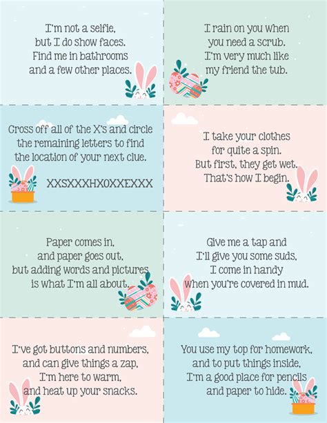 Printable Easter Egg Scavenger Hunt Clues Cards - About a Mom