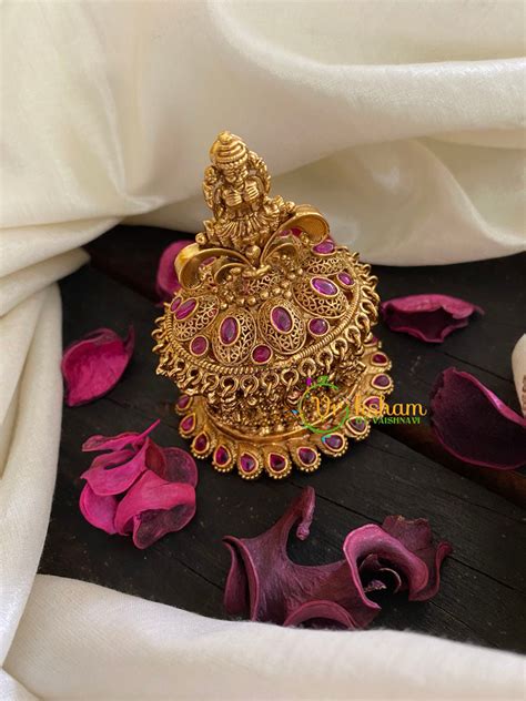Gold Look Alike Lakshmi Kumkum Box-Red Floral-G3459 – vrikshamindia
