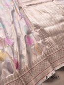 Shop Ivory Multicolor Rangkat Buta Kadwa Banarasi Katan Silk Saree ...
